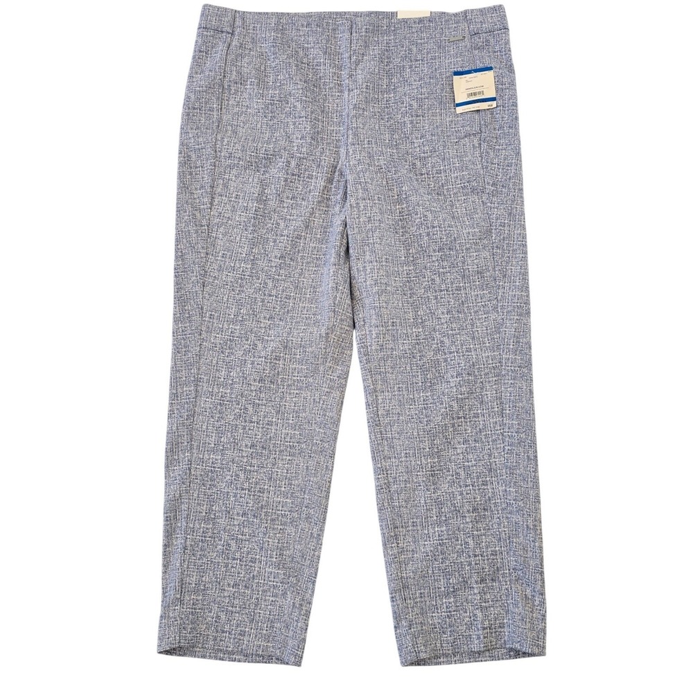 🆕️ ANNE KLEIN Slim Crop Pants Women‎ XL Tempest White Textured Cropped Trousers